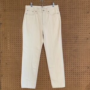 White Denim Jeans J.Crew Classic Straight 30 Ivory High Rise Full Length Pants